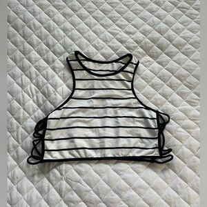 Free people black and white strappy cropped tank size M/L